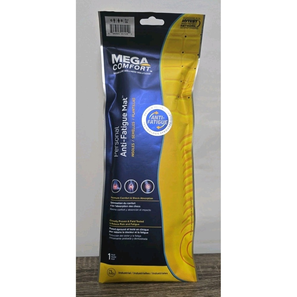 Mega Comfort Personal Anti-Fatigue Mat Insoles Women 8 Men 6